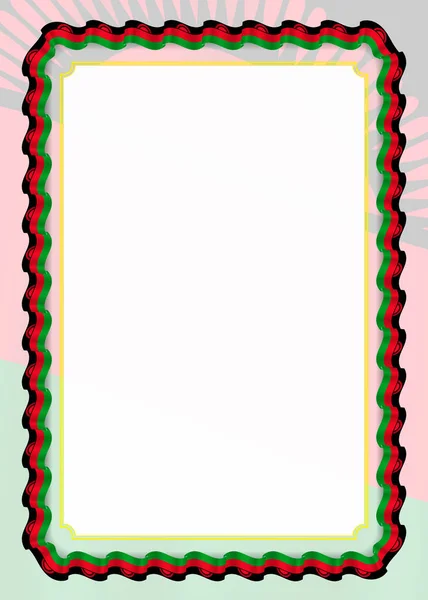 Cornice Bordo Del Nastro Con Bandiera Malawi Elementi Modello Certificato — Vettoriale Stock