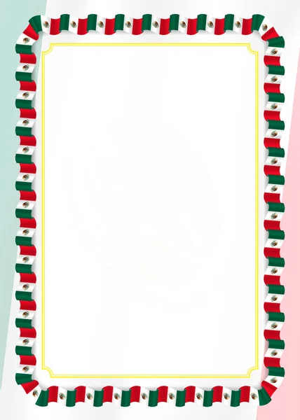Cadre Bordure Ruban Avec Drapeau Mexique Éléments Gabarit Pour Votre — Image vectorielle