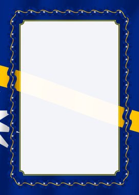 Çerçeve ve kurdele ile Nauru bayrak, sertifika ve diploma için şablon öğeleri kenarlığını. Vektör.