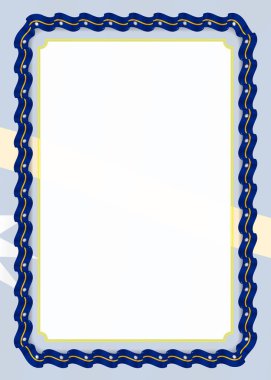 Çerçeve ve kurdele ile Nauru bayrak, sertifika ve diploma için şablon öğeleri kenarlığını. Vektör.