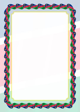 Çerçeve ve kurdele ile Namibya bayrak, sertifika ve diploma için şablon öğeleri kenarlığını. Vektör.