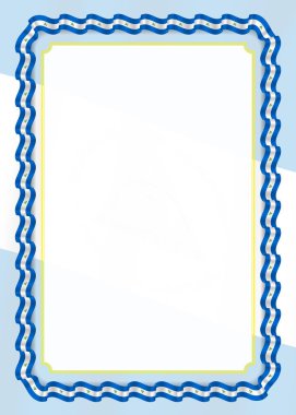 Çerçeve ve kurdele ile Nikaragua bayrağı, sertifika ve diploma için şablon öğeleri kenarlığını. Vektör.