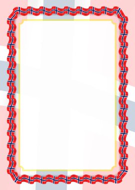 Çerçeve ve kurdele ile Norveç bayrağı, sertifika ve diploma için şablon öğeleri kenarlığını. Vektör.