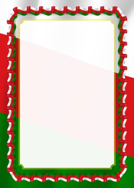 Çerçeve ve kurdele ile Umman bayrağı, sertifika ve diploma için şablon öğeleri kenarlığını. Vektör.