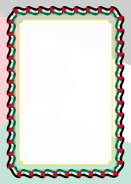 Çerçeve ve kurdele Palestine bayrak, sertifika ve diploma için şablon öğeleri ile sınır. Vektör.