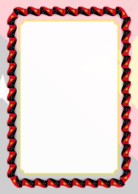 Çerçeve ve Papua Yeni Gine bayrağı, sertifika ve diploma için şablon öğeleri ile şerit kenarlığını. Vektör.
