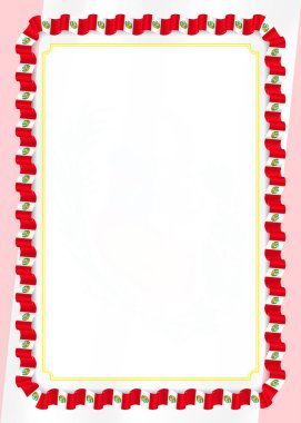 Çerçeve ve kurdele ile Peru bayrağı, sertifika ve diploma için şablon öğeleri kenarlığını. Vektör.
