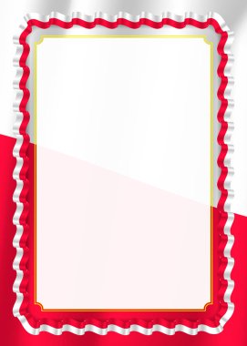 Çerçeve ve kurdele ile Polonya bayrağı, sertifika ve diploma için şablon öğeleri kenarlığını. Vektör.