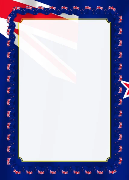 Πλαίσιο Και Στα Σύνορα Της Κορδέλας Σημαία Της Νέας Ζηλανδίας — Διανυσματικό Αρχείο