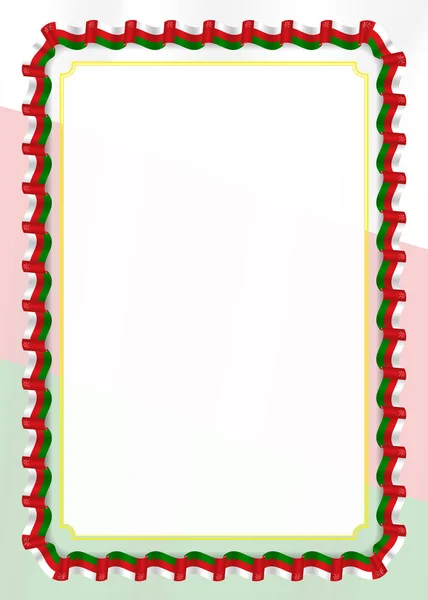 Cadre Bordure Ruban Avec Drapeau Oman Éléments Gabarit Pour Votre — Image vectorielle