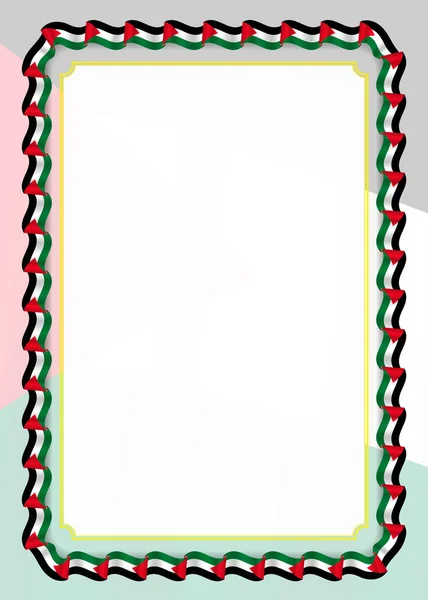 Cadre Bordure Ruban Avec Drapeau Palestinien Éléments Gabarit Pour Votre — Image vectorielle