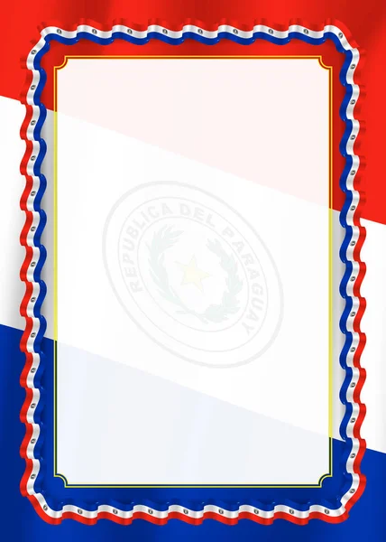 Rahmen Und Rand Des Bandes Mit Paraguayischer Flagge Vorlagenelemente Für — Stockvektor