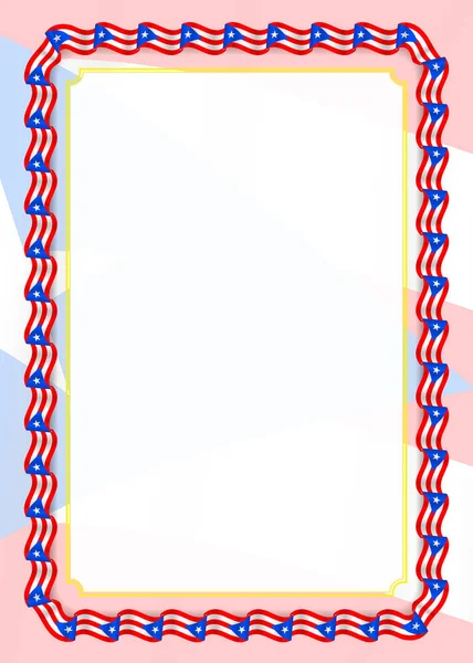 Ramki Krawędzią Ribbon Flaga Portoryko Elementy Szablonu Certyfikatu Dyplom Wektor — Wektor stockowy