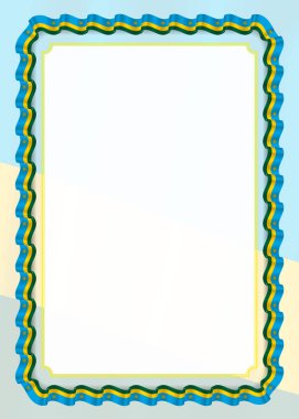 Çerçeve ve kurdele ile Ruanda bayrak, sertifika ve diploma için şablon öğeleri kenarlığını. Vektör.