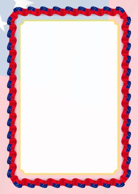 Çerçeve ve kurdele Samoa bayrak, sertifika ve diploma için şablon öğeleri ile sınır. Vektör.