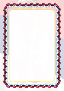 Çerçeve ve kurdele ile Sırbistan bayrağı, sertifika ve diploma için şablon öğeleri kenarlığını. Vektör.