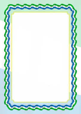 Çerçeve ve kurdele ile Sierra Leone bayrak, sertifika ve diploma için şablon öğeleri kenarlığını. Vektör.