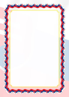 Çerçeve ve kurdele ile Slovakya bayrağı, sertifika ve diploma için şablon öğeleri kenarlığını. Vektör.