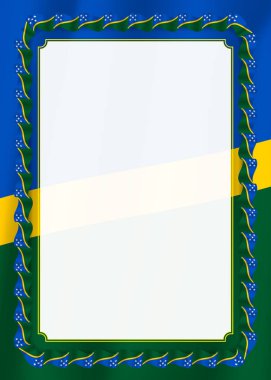 Çerçeve ve Solomon Adaları bayrağı, sertifika ve diploma için şablon öğeleri ile şerit kenarlığını. Vektör.