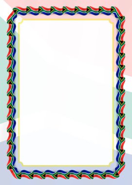 Çerçeve ve kurdele ile Güney Afrika bayrak, sertifika ve diploma için şablon öğeleri kenarlığını. Vektör.