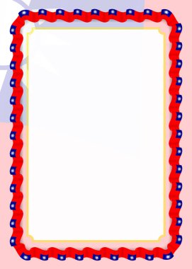 Çerçeve ve kurdele ile Tayvan bayrağı, sertifika ve diploma için şablon öğeleri kenarlığını. Vektör.