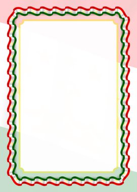 Çerçeve ve kurdele ile Tacikistan bayrağı, sertifika ve diploma için şablon öğeleri kenarlığını. Vektör.