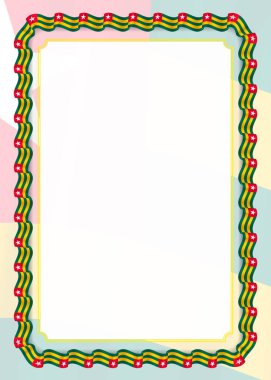 Çerçeve ve kurdele Togo bayrak, sertifika ve diploma için şablon öğeleri ile sınır. Vektör.