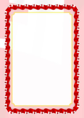 Çerçeve ve kurdele Tonga bayrak, sertifika ve diploma için şablon öğeleri ile sınır. Vektör.