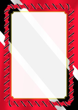 Çerçeve ve kurdele Trinidad ve Tobago bayrak, sertifika ve diploma için şablon öğeleri ile sınır. Vektör.