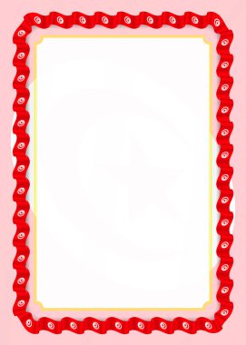 Çerçeve ve kurdele ile Tunus bayrağı, sertifika ve diploma için şablon öğeleri kenarlığını. Vektör.
