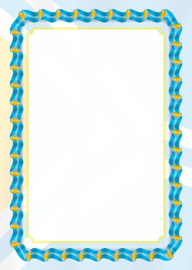 Çerçeve ve kurdele Tuva bayrak, sertifika ve diploma için şablon öğeleri ile sınır. Vektör.