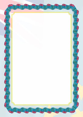 Çerçeve ve kurdele ile Tuvalu bayrağı, sertifika ve diploma için şablon öğeleri kenarlığını. Vektör.