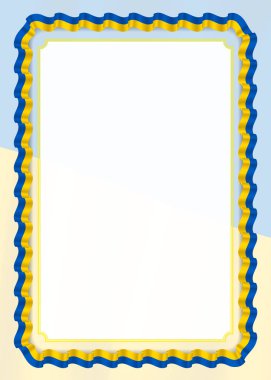 Çerçeve ve kurdele ile Ukrayna bayrağı, sertifika ve diploma için şablon öğeleri kenarlığını. Vektör.