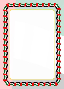 Çerçeve ve kurdele ile Birleşik Arap Emirlikleri bayrağı, sertifika ve diploma için şablon öğeleri kenarlığını. Vektör.