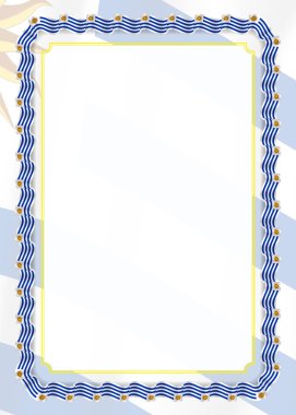 Çerçeve ve kurdele ile Uruguay bayrağı, sertifika ve diploma için şablon öğeleri kenarlığını. Vektör.
