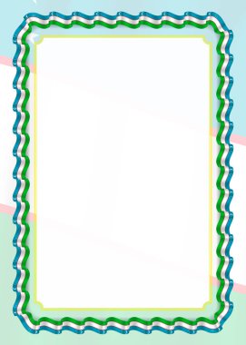 Çerçeve ve kurdele ile Özbekistan bayrağı, sertifika ve diploma için şablon öğeleri kenarlığını. Vektör.