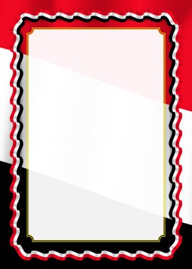 Çerçeve ve kurdele ile Yemen bayrak, sertifika ve diploma için şablon öğeleri kenarlığını. Vektör.