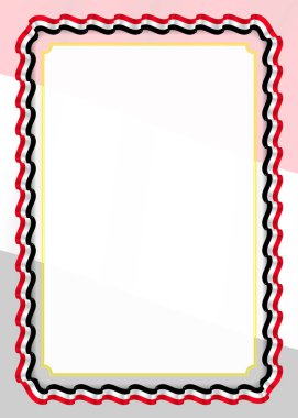 Çerçeve ve kurdele ile Yemen bayrak, sertifika ve diploma için şablon öğeleri kenarlığını. Vektör.