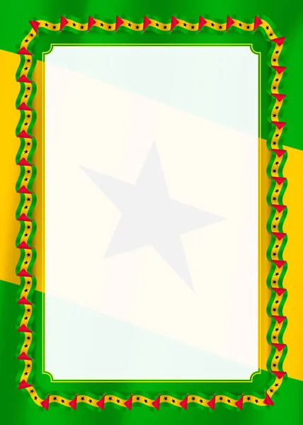 Moldura Borda Fita Com Bandeira São Tomé Príncipe Elementos Modelo — Vetor de Stock