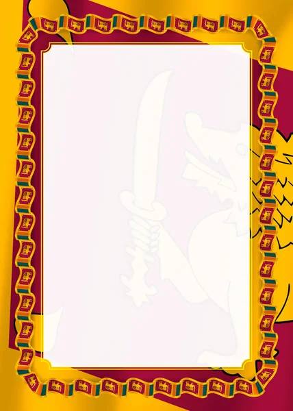 Cadre Bordure Ruban Avec Drapeau Sri Lanka Éléments Gabarit Pour — Image vectorielle