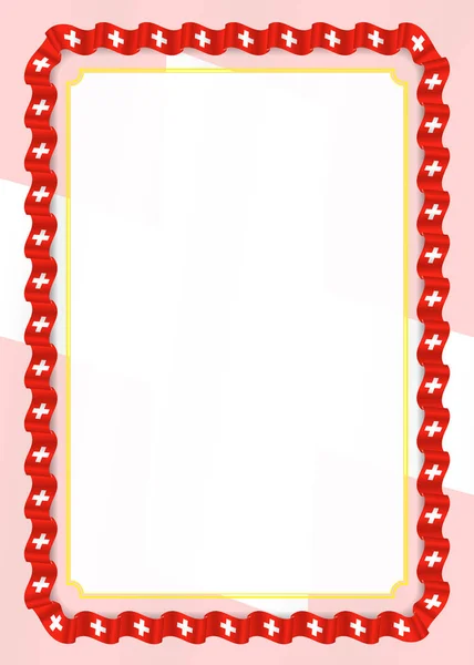 Ramki Krawędzią Ribbon Flaga Szwajcarii Elementy Szablonu Certyfikatu Dyplom Wektor — Wektor stockowy