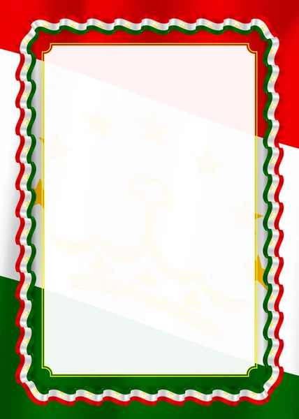 Çerçeve Kurdele Ile Tacikistan Bayrağı Sertifika Diploma Için Şablon Öğeleri — Stok Vektör