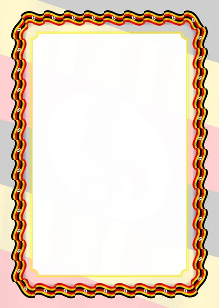 Рамка Граница Ленты Флагом Уганды Элементы Шаблона Вашего Сертификата Диплома — стоковый вектор