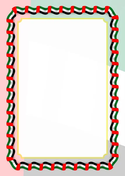 Cadre Bordure Ruban Avec Drapeau Des Émirats Arabes Unis Éléments — Image vectorielle