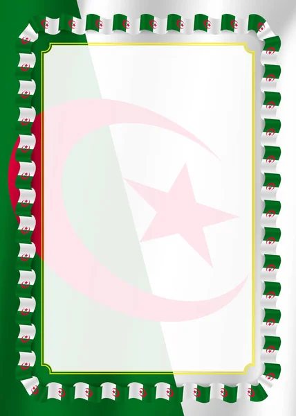 Cadre Bordure Ruban Avec Drapeau Algérie Éléments Gabarit Pour Votre — Image vectorielle