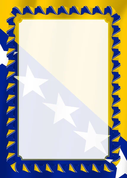 フレームとボスニア ヘルツェゴビナの旗 あなたの証明書と卒業証書のテンプレート要素とリボンの境界線 ベクトル — ストックベクタ
