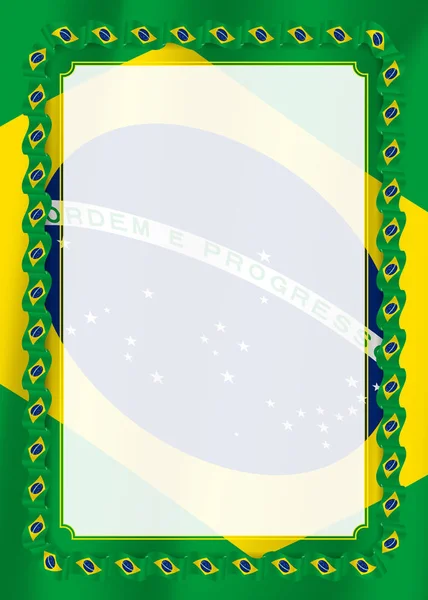 Rahmen Und Bandrand Mit Brasilianischer Flagge Vorlagenelemente Für Ihr Zertifikat — Stockvektor