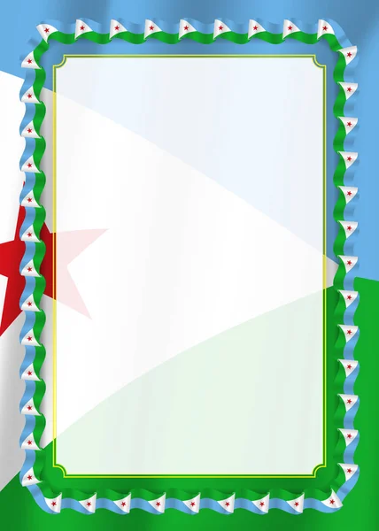 Cadre Bordure Ruban Avec Drapeau Djiboutien Éléments Gabarit Pour Votre — Image vectorielle
