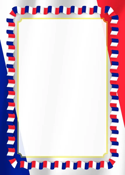 框架和边框的丝带与法国国旗 模板元素的证书和文凭 — 图库矢量图片