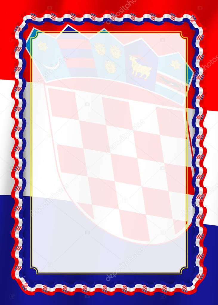Frame and border of ribbon with Croatia flag, template elements for your certificate and diploma. Vector.